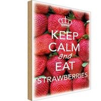 Holzschild 30X20 Cm Keep Calm And Eat Strawberries Deko Geschenk Holz Schild