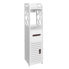 Bathroom Storage Cabinet Tall Narrow White 31.5 Inch with Shelves Doors