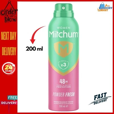 BRANDED Mitchum Women Triple Odor Defense Deodorant Spray 48hr Antiperspirant 200ml UK