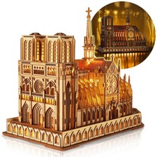 FUNPOLA LED 3D Wood Puzzle - Notre Dame de Paris Architecture Model-Night Edi...
