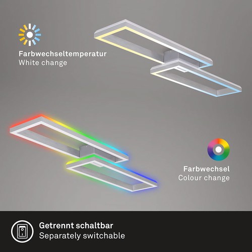LED Deckenleuchte Alu 120x28cm 45W CCT 2700K-6500K RGB Backlight Fernbedienung - Afbeelding 6 van 10