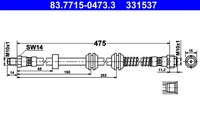 1X ATE 83.7715-0473.3 Bremsschlauch FüR Mercedes-Benz