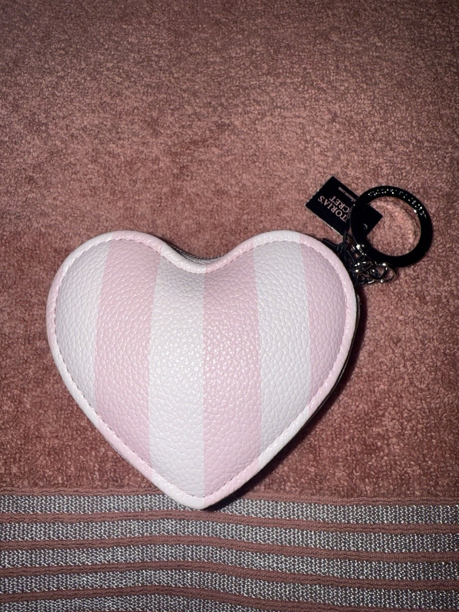 Victoria's Secret Heritage Stripe Heart Pouch Pink & White