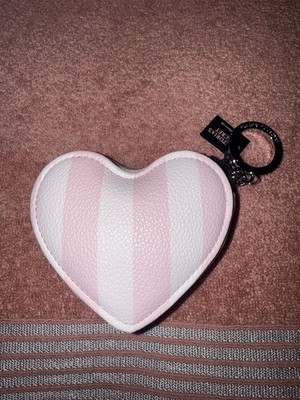 Victoria's Secret Heritage Stripe Heart Pouch Pink & White