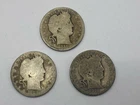 1909, 1914 D, 1916 D - Barber Quarters Silver Circulated-  Lot of 3