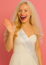 Bride to Be Sash and Veil Set for Bachelorette Party Bridal Shower Decor