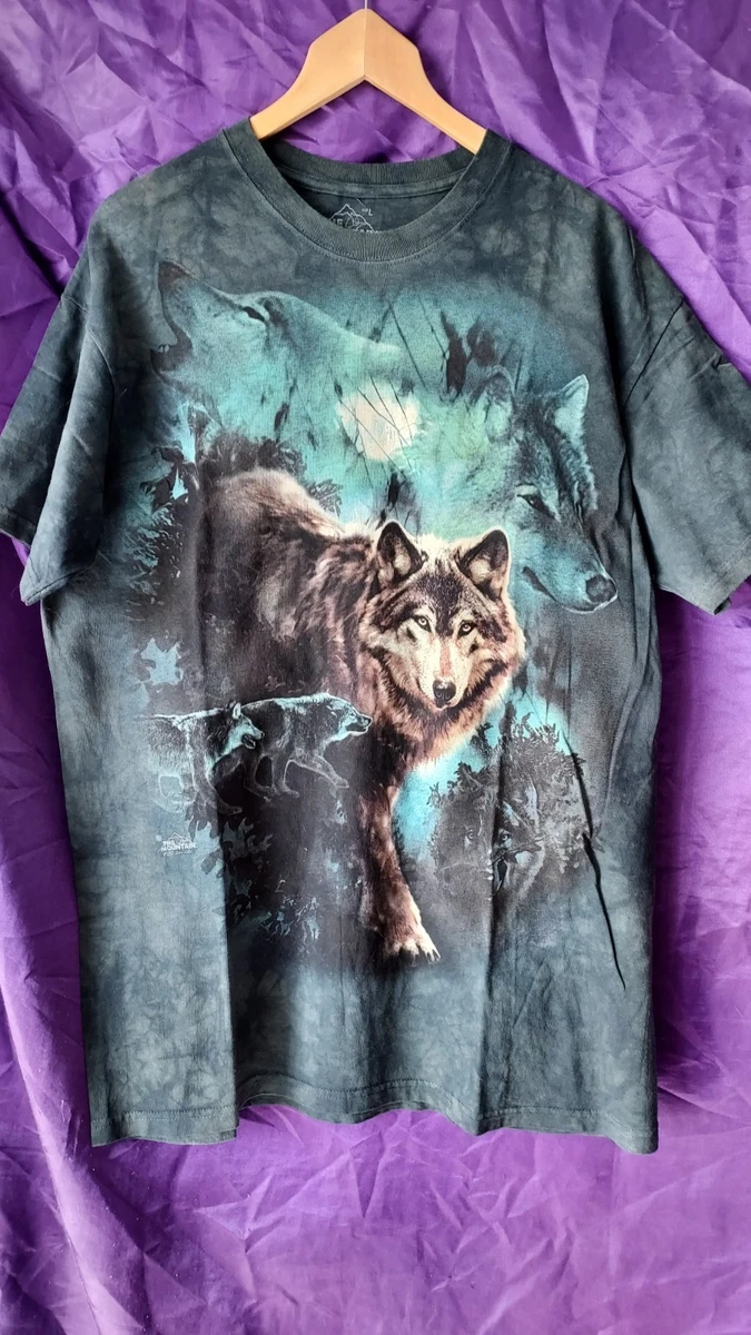 T-shirt The Mountain – Loup Amérindien – Teinture Cravate – Vert – Femme XL