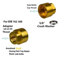Aluminum Gold Color Cleaning Adapter 5/8x24 TPI Thread With Crush Washer