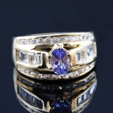 GJ69 * TANSANIT & WEIßTOPAS EDELSTEIN RING (...
