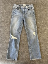 Paige Jeans Womens 27 Blue Light Wash Cindy Straight Stretch Distressed Denim