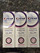 3 Pack Crest Pro-Health Sensitive & Gum Fluoride Toothpaste 3.7 oz Exp 10/2026