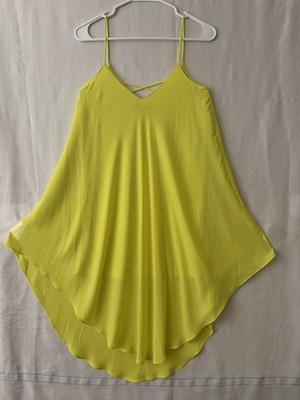Evenuel Lime Green Crisscross Strap High Low Flowy Dress Size S with Lining(E78)