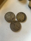 Lot of 3 - 1943 S, 1935D 1917 Walking Liberty Half Dollar - 90% Silver