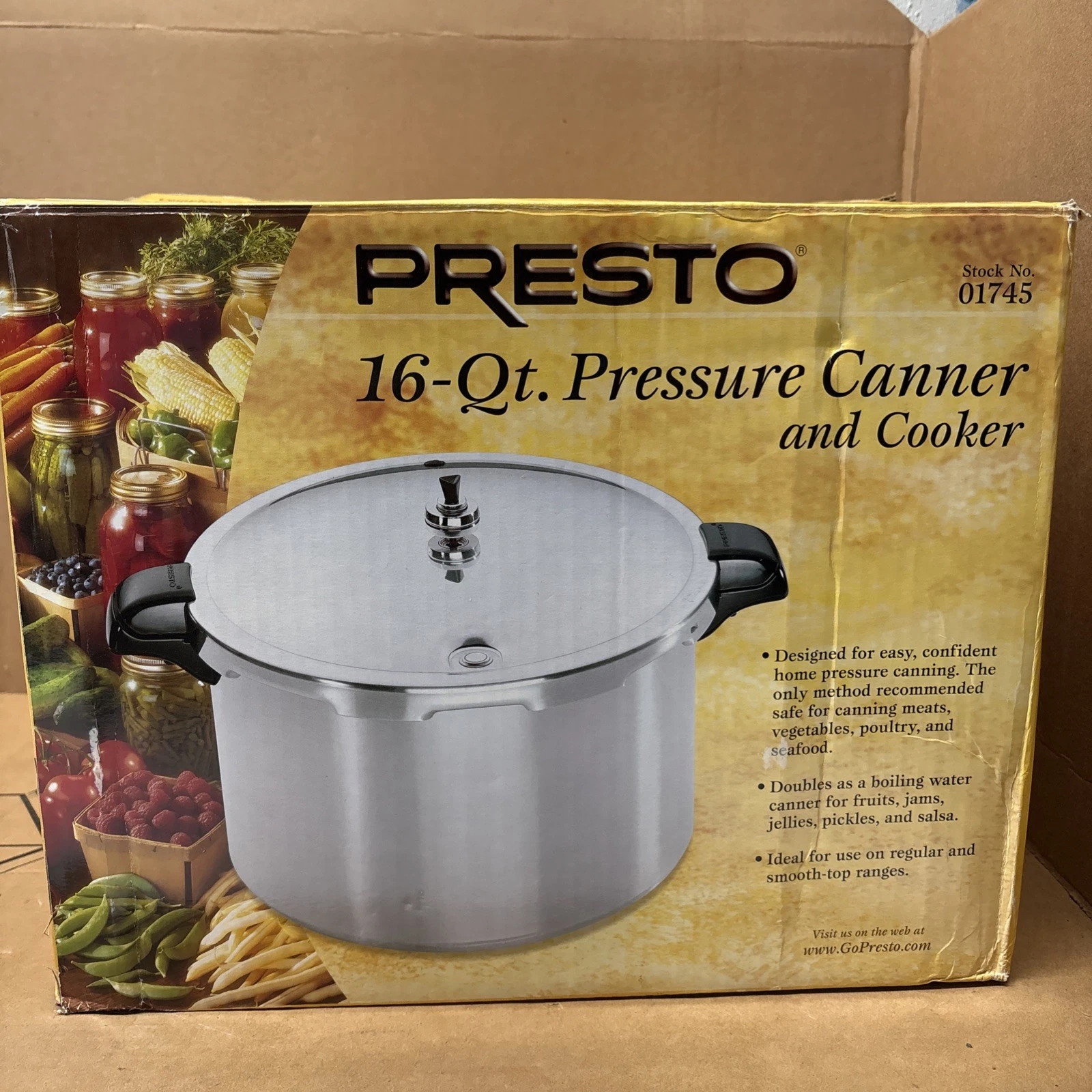 Presto 6-Quart Aluminum canner Pressure Cooker, One Size, Silver 21-633, 01745