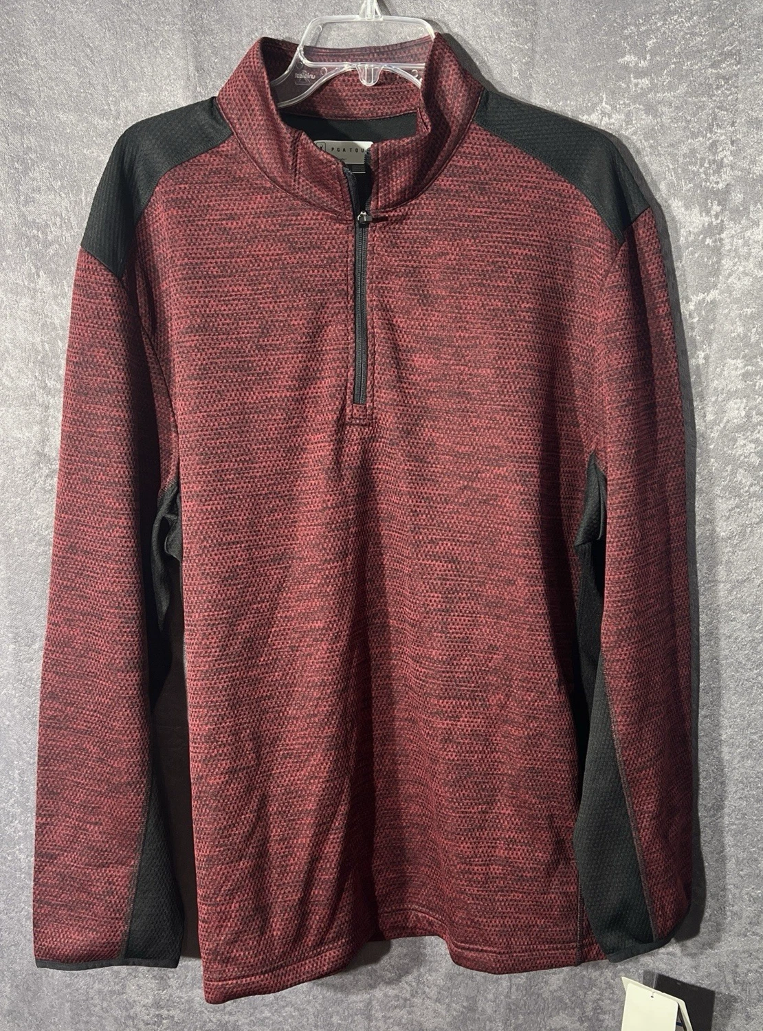 PGA TOUR Men's XL Maroon 1/4 Zip Thermal Activewear Top NWT Pockets