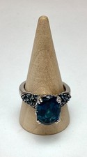Lab Created Spinel Blue Stone  .925 Sterling Silver Ring 6.63 Grams  Size 8.75