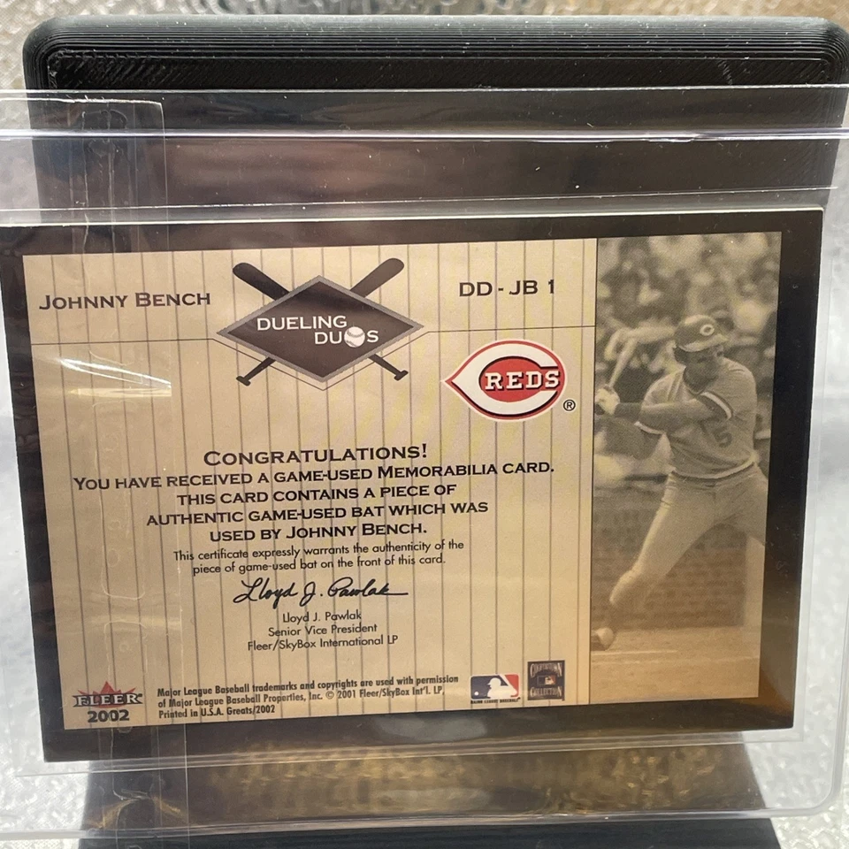 Fleer Greats Dueling Duos 2002 Fisk/Johnny Bench juego usado bate #DD-CF1 B3 Foto 3 de 3