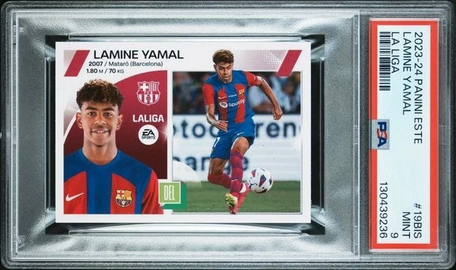 PANINI ESTE LA LIGA #19BIS 2023 LAMINE YAMAL ROOKIE RC PSA 9 - Imagen 3 de 4