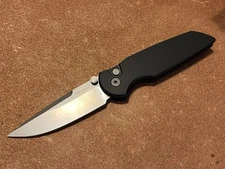 Protech TR-3 Integrity Button Lock Manual S35VN Black Aluminum Dual Thumb Studs