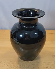 Pottery Black Vase Italy 8.5” Tall Gothic Designed Himark Giftware Dark Academia