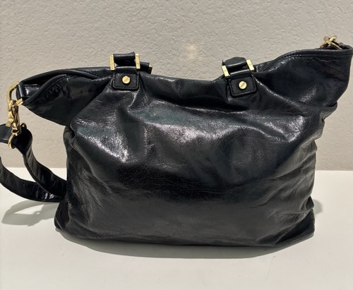 Bolso de Mano Tory Burch Dena Cuero Esmaltado Negro Correa Larga Doble Asas - Imagen 7 de 11