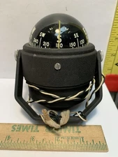 VTG HVY METAL AIRGUIDE CHICAGO USA BOAT AUTO PU RAT ROD  COMPASS w/MOUNTING RACK