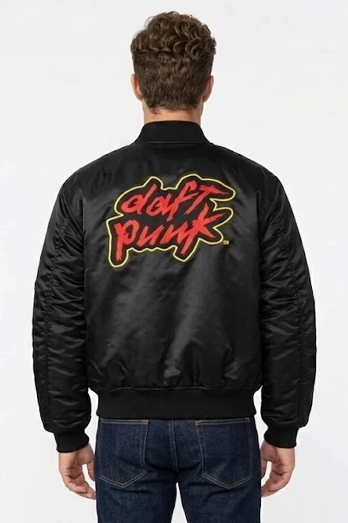 Daft Punk Electroma Satin Bomber Jacket 90s Retro Streetwear Varsity Jacket