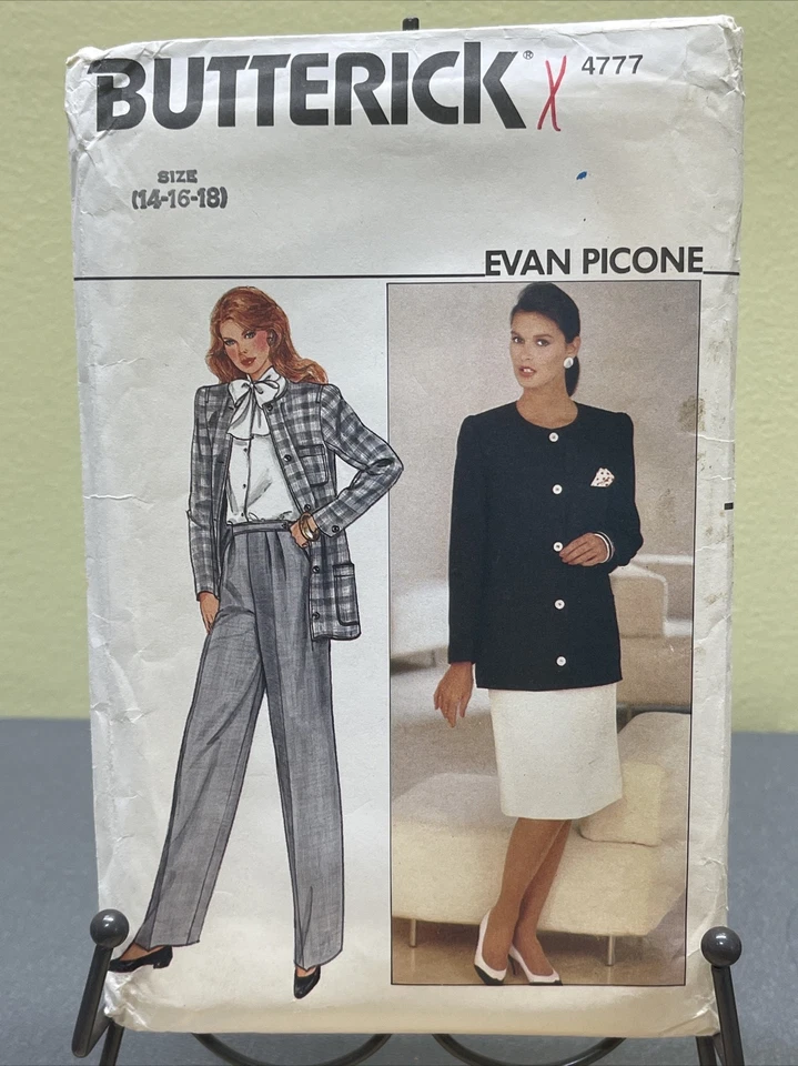 UNCUT Vintage 1980s Butterick 4777 Pant Or Skirt Suit Evan Picone Size 14 16 18 - Image 2 of 4
