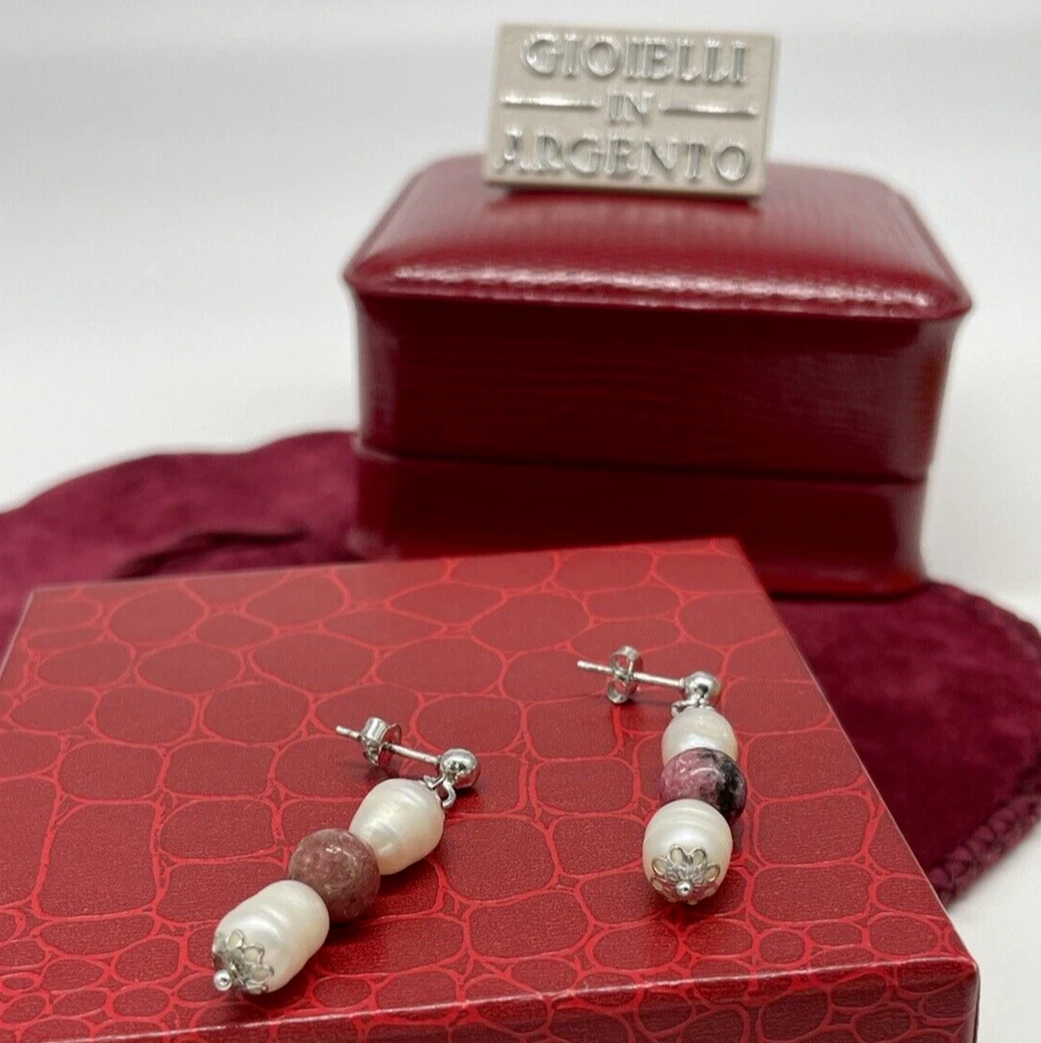 ORECCHINI PENDENTI DI PERLE NATURALI AUTENTICHE QUARZO CITRINO ARGENTO 925 DONNA - Immagine 4 di 4