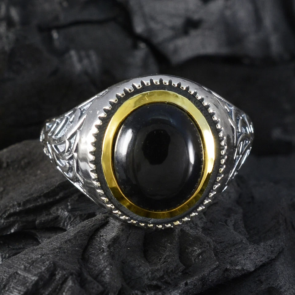 Mystischer Mitternachts-Himmlischer Ring aus Sterlingsilber mit schwarzem Onyx - Bild 4 von 4