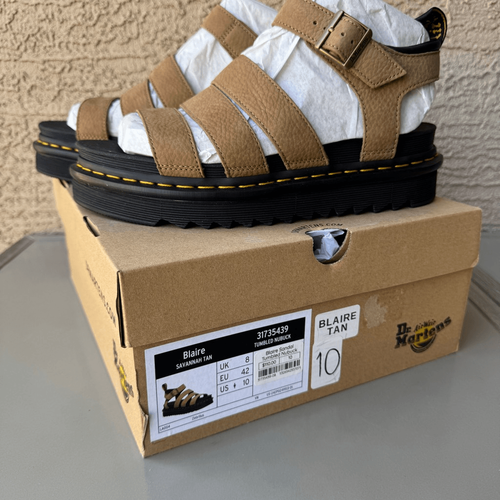 NUOVI sandali Dr Martens Blaire plateau donna taglia 10 pelle nabuk marrone - Foto 11 di 12