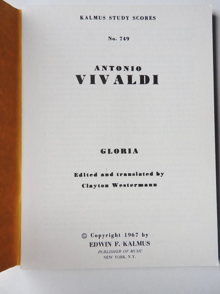 Vivaldi Gloria Kalmus Study Scores #749 miniature pocket score - Image 2 of 3