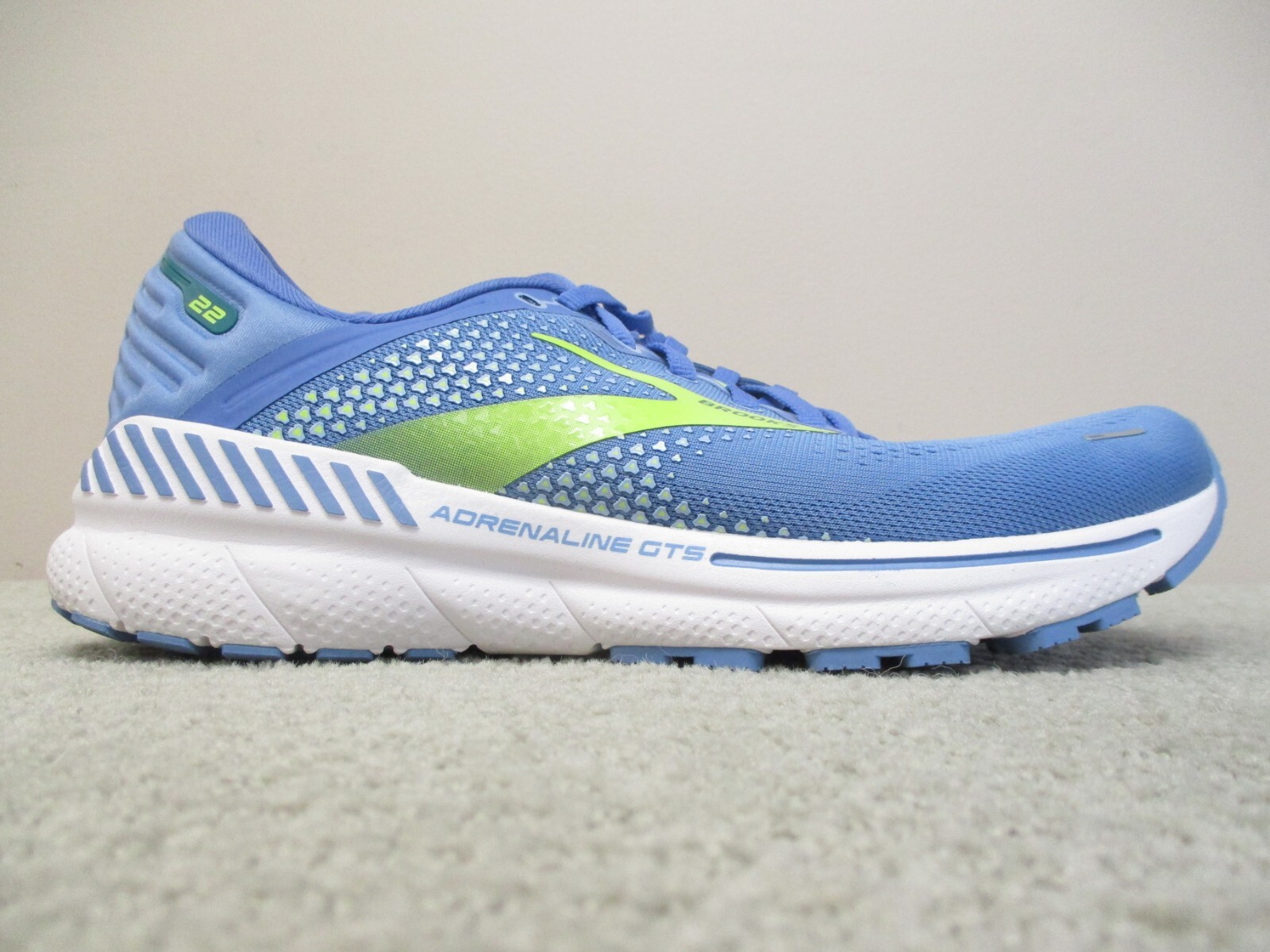 Brooks Adrenaline GTS 22 Mujer 10.5 Zapatos Correr Soporte Entrenador Azul Verde
