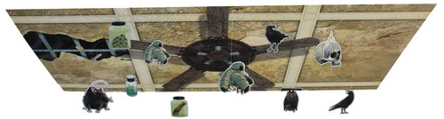 4Ft. x 2Ft. Creepy Halloween Ceiling Decoration w/ hanging spiders, rats, skulls - Picture 5 of 5