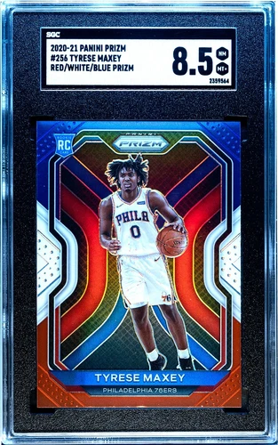 2020-21 Panini Prizm Tyrese Maxey #256 SGC 8.5 RC Rookie Red/White/Blue