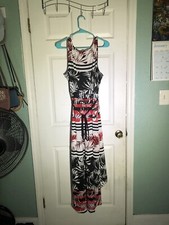 NY Collection Black/Red/White Sleeveless High Low Dress - Size 2x
