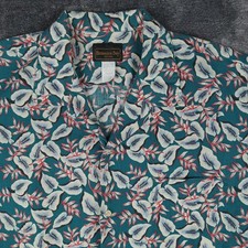 Vtg Hanauma Bay Hawaiian Shirt Mens XL Green Aloha Camp Retro Tropical USA Made