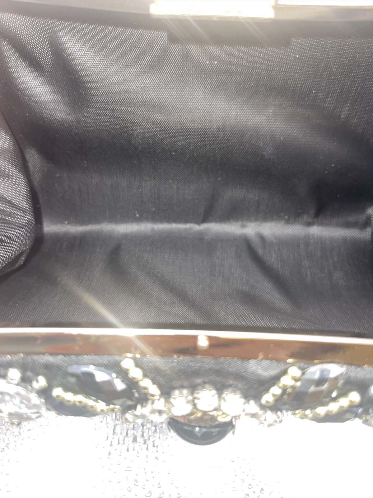 Beaded Rhinestone Women's Clutch Evening Bag Black Gold Silver Formal Purse