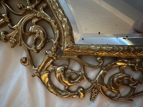 Victorian Gilt Brass Framed Beveled Mirror Bacchus Head Scroll Work Design - Picture 5 of 22
