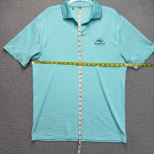 Under Armour Poloshirt Herren mittelblau gestreift Golf Heatgear bestickt MÄNGEL - Bild 3 von 10