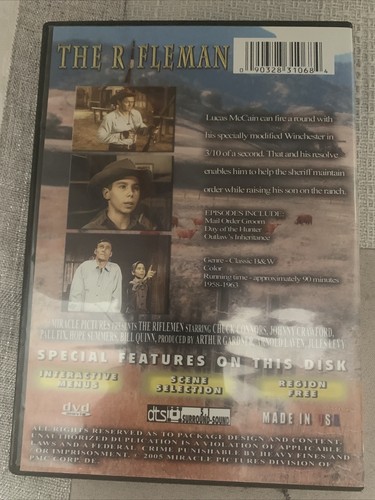 The Rifleman, Three TV Episodes (DVD, 2005, VG) Chuck Connors, Johnny Crawford - Picture 2 of 4