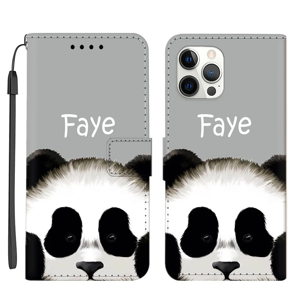 Funda protectora de cuero con nombre personalizada abatible para iPhone 16 Pro Max 15 14 13 12 11 Foto 3 de 4