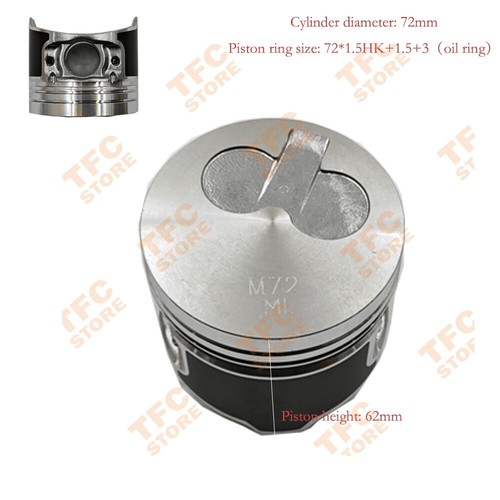 3Pcs Piston With Piston Ring For Yanmar 3TNM72 engine New - Picture 2 of 3