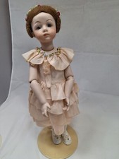 Vintage 19" A Marque Reproduction All Bisque Doll Mohair Wig Glass Eyes