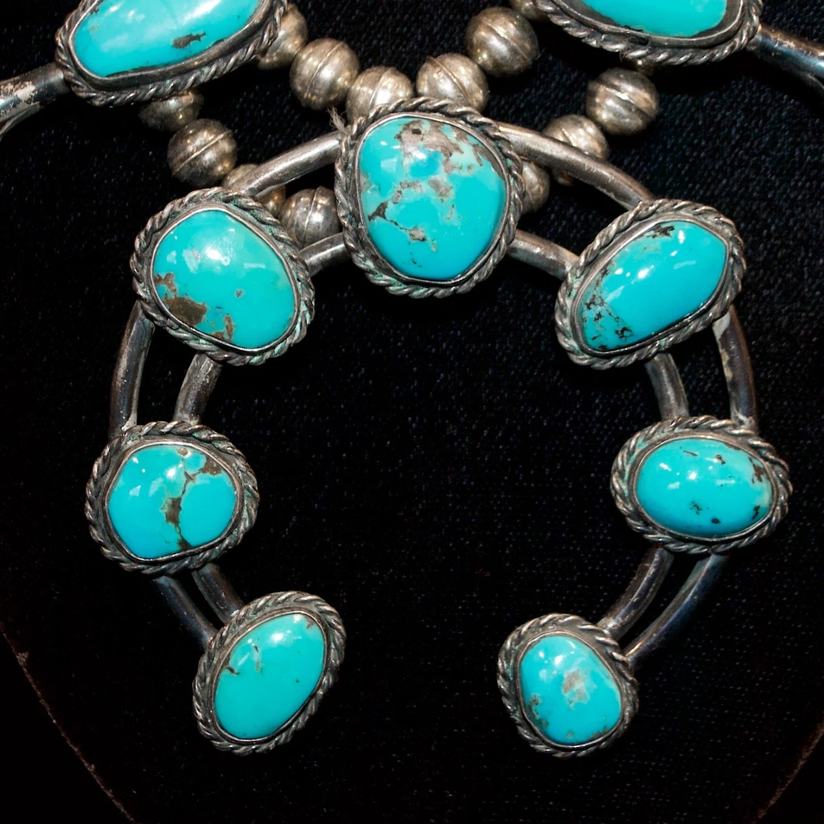Silver turquoise hotsell squash blossom necklace