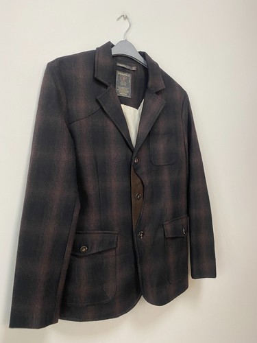 Springfield Men's Brown Checked Wool Blend Blazer Jacket Size M - Picture 2 of 7