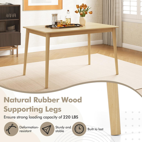 48-Inch Dining Table with Rubber Wood Legs, 220 LBS Capacity, Farmhouse Rectangu - Picture 5 of 9