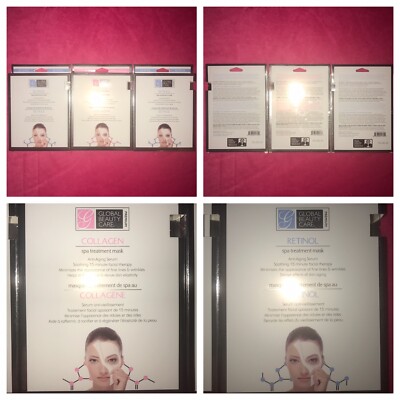 (3)Global Beauty Care Premium Retinol/Collagen Spa Treatment AntiAging Face Mask