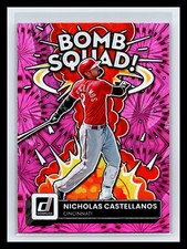 ⚾ NICHOLAS CASTELLANOS 2022 DONRUSS BOMB SQUAD PINK FIREWORKS HOLO INSERT # 10