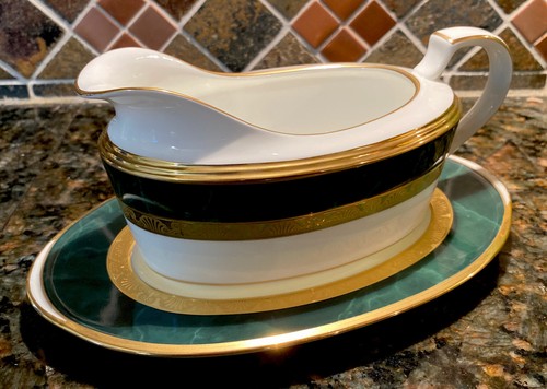 Noritake FITZGERALD Gravy Boat & Underplate (Relish Butter) Japan 4712